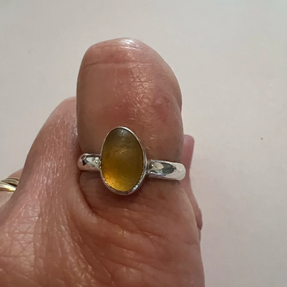 3 Sterling Silver Sea Glass Rings - Picture 7 of 10